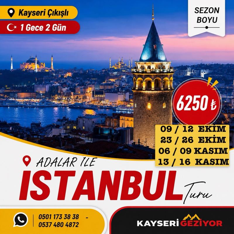 Kayseri Geziyor Instagram paylaşımı: Adalar ile İstanbul turu afişi