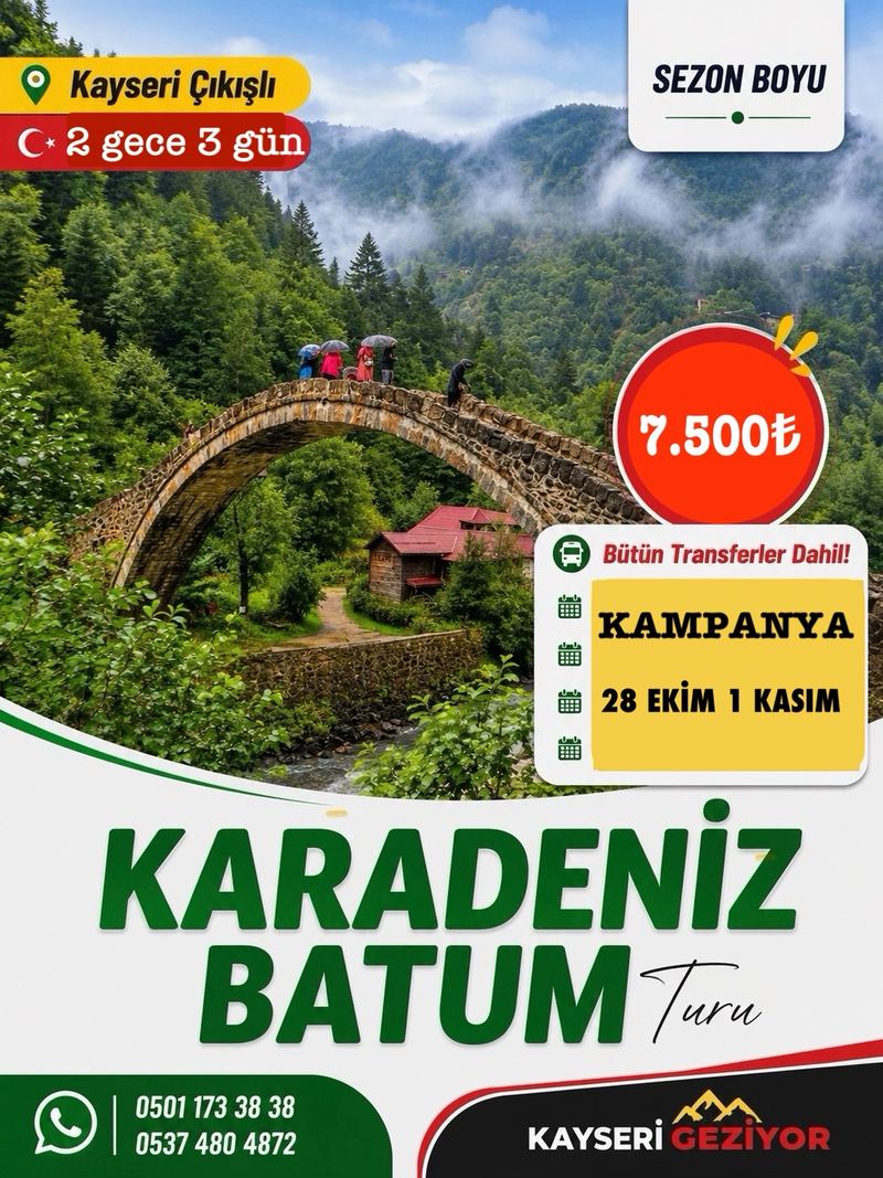 Kayseri Geziyor Instagram paylaşımı: Karadeniz ve Batum turu afişi